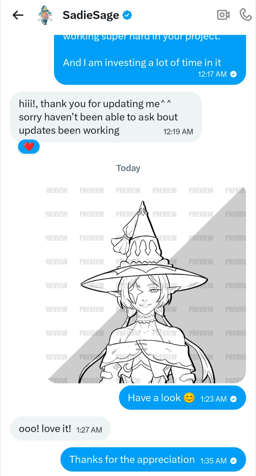 SadieSage client message