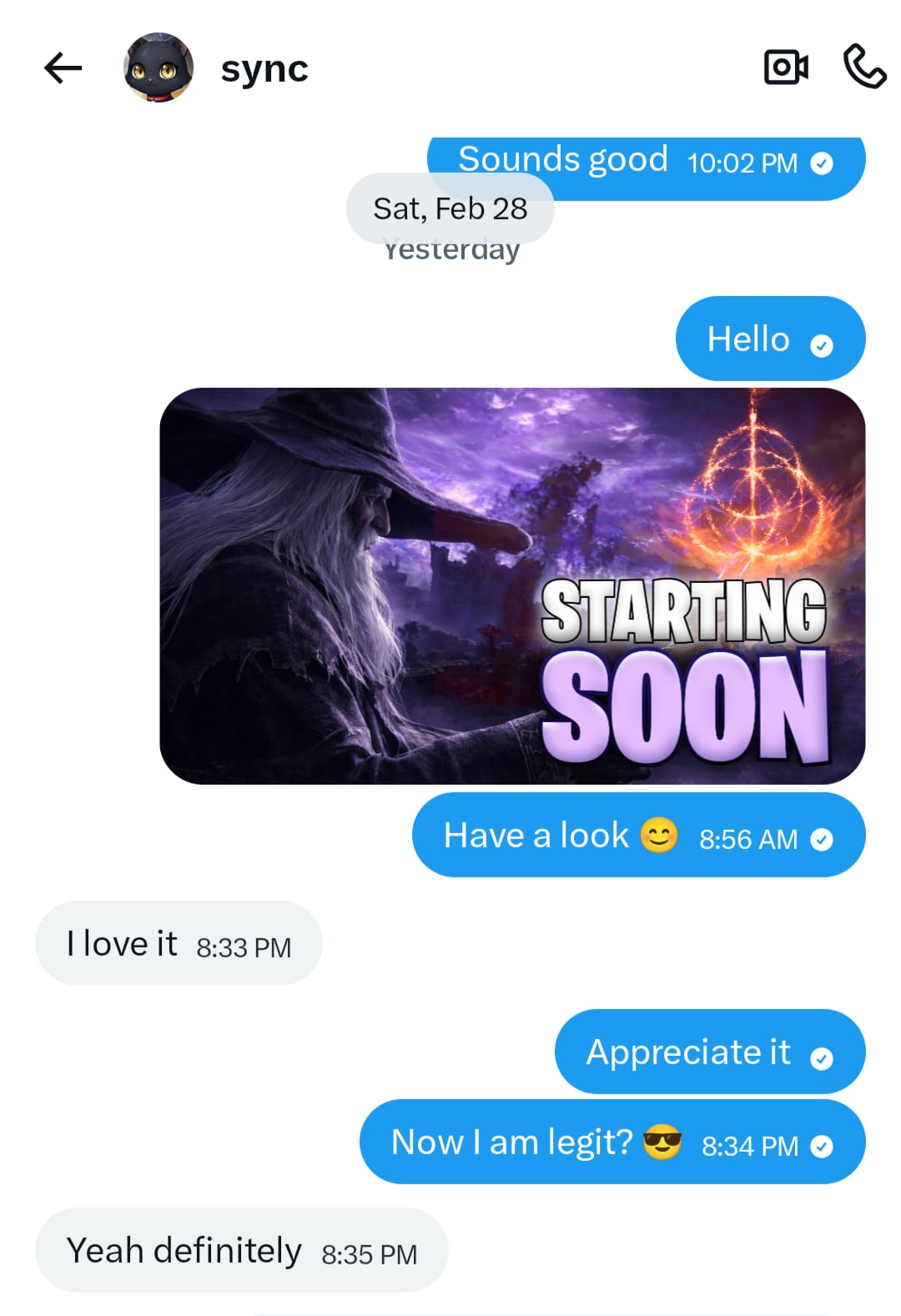 Sync client message